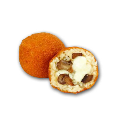 Frozen cooked Arancino with mushrooms