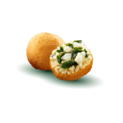 Frozen cooked Arancino with spinach