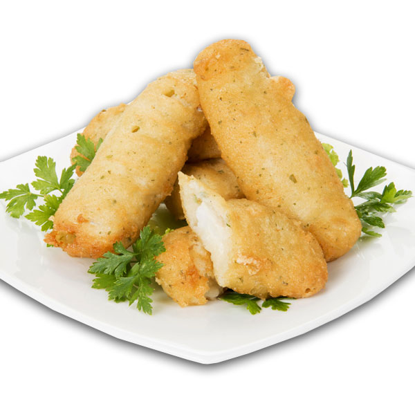 Breaded and frozen cod fillet