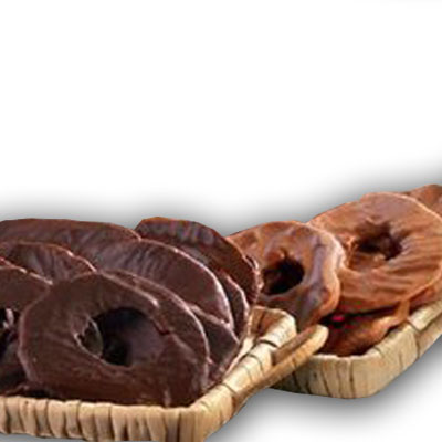 Dried apple rings covered in chocolate - 100% organic